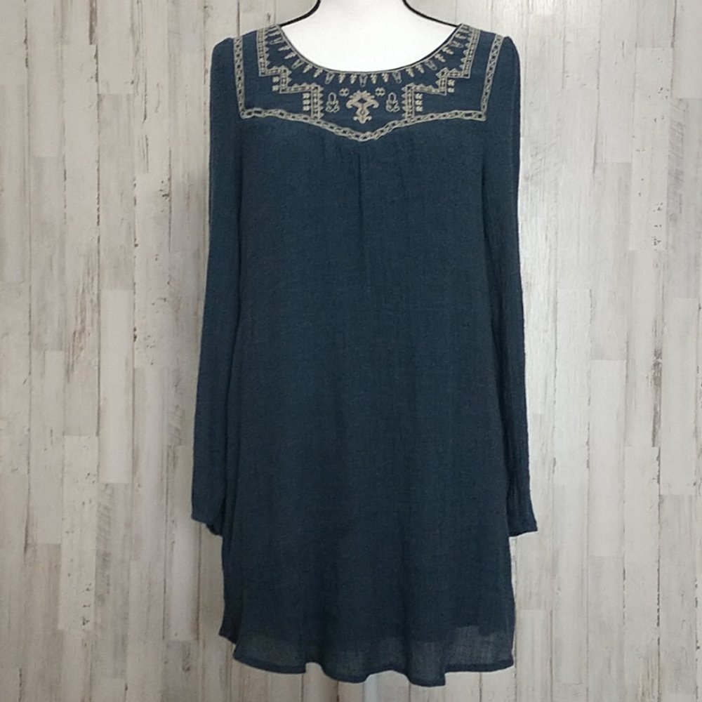 Flying Tomato Slate Blue with Embroidery Dress